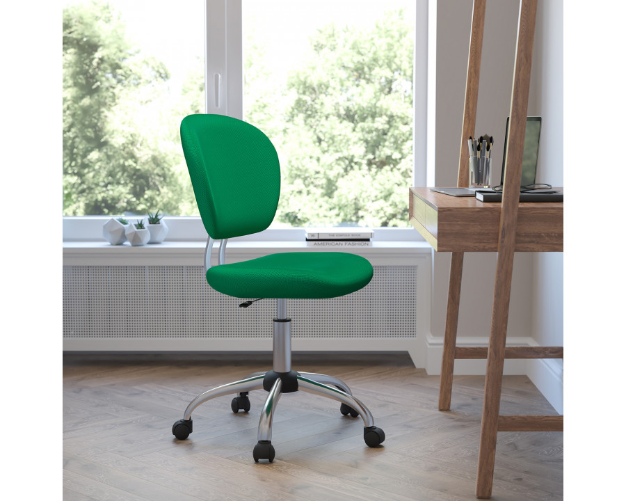 BLNK - Beverly Mid-Back Bright Green Mesh Padded Swivel Task Office Chair with Chrome Base