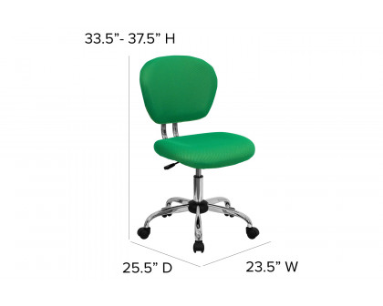 BLNK - Beverly Mid-Back Bright Green Mesh Padded Swivel Task Office Chair with Chrome Base