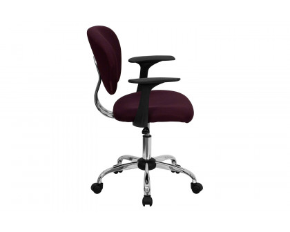 BLNK Beverly Mid-Back Mesh Padded Swivel Task Office Chair with Chrome Base - Burgundy, with Arms