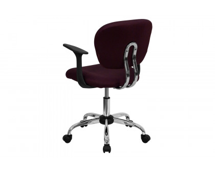 BLNK Beverly Mid-Back Mesh Padded Swivel Task Office Chair with Chrome Base - Burgundy, with Arms