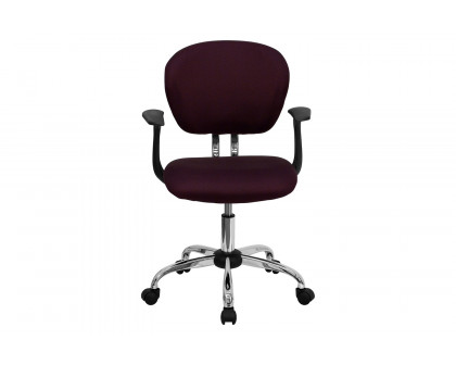 BLNK Beverly Mid-Back Mesh Padded Swivel Task Office Chair with Chrome Base - Burgundy, with Arms