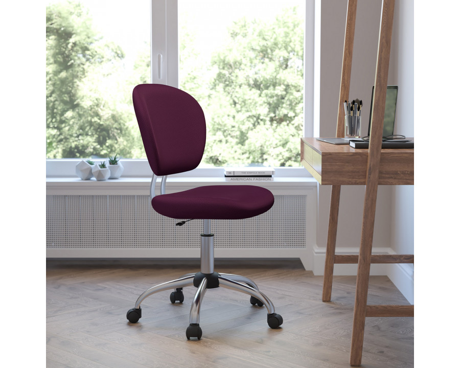 BLNK Beverly Mid-Back Mesh Padded Swivel Task Office Chair with Chrome Base - Burgundy