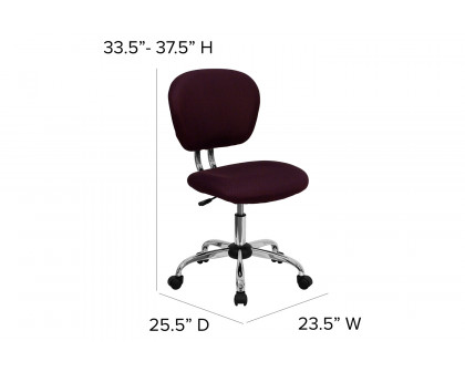 BLNK Beverly Mid-Back Mesh Padded Swivel Task Office Chair with Chrome Base - Burgundy