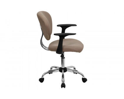 BLNK Beverly Mid-Back Mesh Padded Swivel Task Office Chair with Chrome Base - Coffee, with Arms