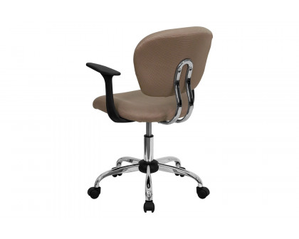 BLNK Beverly Mid-Back Mesh Padded Swivel Task Office Chair with Chrome Base - Coffee, with Arms