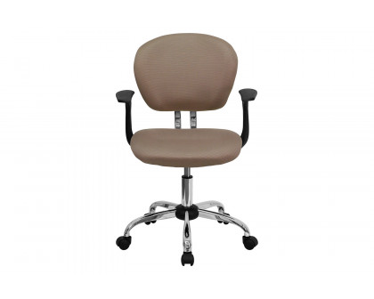 BLNK Beverly Mid-Back Mesh Padded Swivel Task Office Chair with Chrome Base - Coffee, with Arms