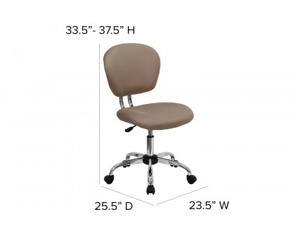 BLNK Beverly Mid-Back Mesh Padded Swivel Task Office Chair with Chrome Base - Coffee