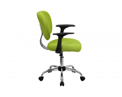 BLNK Beverly Mid-Back Mesh Padded Swivel Task Office Chair with Chrome Base - Apple Green, with Arms