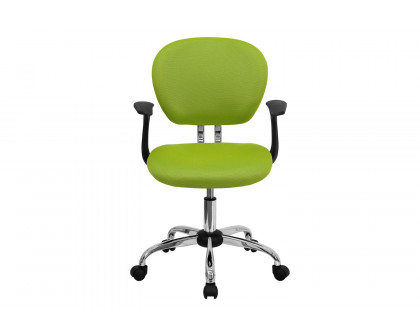 BLNK Beverly Mid-Back Mesh Padded Swivel Task Office Chair with Chrome Base - Apple Green, with Arms