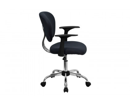 BLNK Beverly Mid-Back Mesh Padded Swivel Task Office Chair with Chrome Base - Gray, with Arms