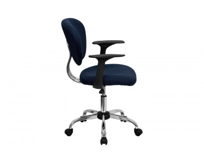 BLNK Beverly Mid-Back Mesh Padded Swivel Task Office Chair with Chrome Base - Navy, with Arms