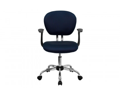 BLNK Beverly Mid-Back Mesh Padded Swivel Task Office Chair with Chrome Base - Navy, with Arms