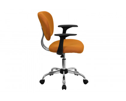 BLNK Beverly Mid-Back Mesh Padded Swivel Task Office Chair with Chrome Base - Orange, with Arms