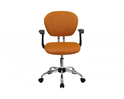 BLNK Beverly Mid-Back Mesh Padded Swivel Task Office Chair with Chrome Base - Orange, with Arms