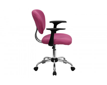 BLNK Beverly Mid-Back Mesh Padded Swivel Task Office Chair with Chrome Base - Pink, with Arms