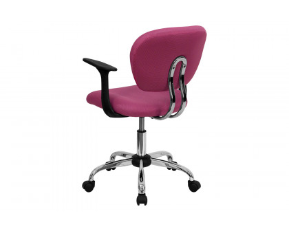 BLNK Beverly Mid-Back Mesh Padded Swivel Task Office Chair with Chrome Base - Pink, with Arms