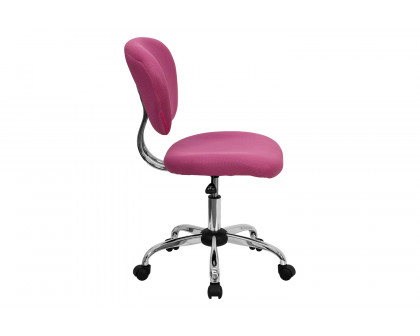 BLNK Beverly Mid-Back Mesh Padded Swivel Task Office Chair with Chrome Base - Pink