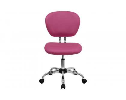 BLNK Beverly Mid-Back Mesh Padded Swivel Task Office Chair with Chrome Base - Pink