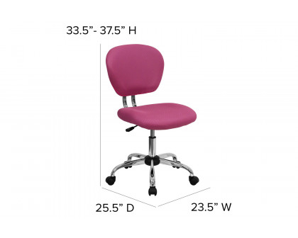 BLNK Beverly Mid-Back Mesh Padded Swivel Task Office Chair with Chrome Base - Pink