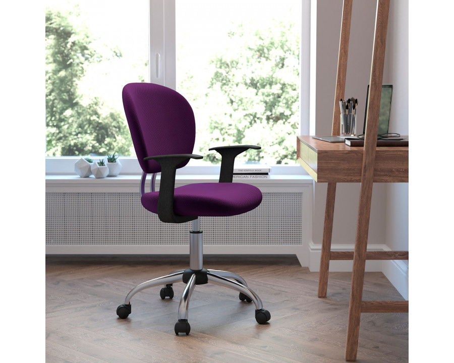 BLNK Beverly Mid-Back Mesh Padded Swivel Task Office Chair with Chrome Base - Purple, with Arms