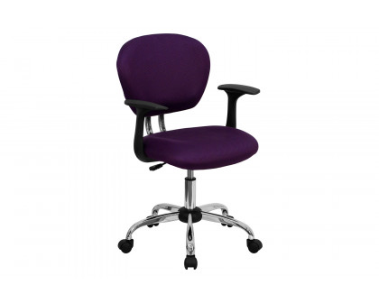 BLNK Beverly Mid-Back Mesh Padded Swivel Task Office Chair with Chrome Base - Purple, with Arms