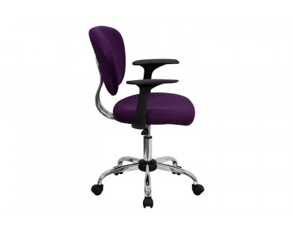 BLNK Beverly Mid-Back Mesh Padded Swivel Task Office Chair with Chrome Base - Purple, with Arms