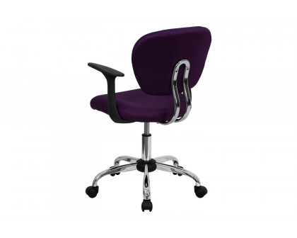 BLNK Beverly Mid-Back Mesh Padded Swivel Task Office Chair with Chrome Base - Purple, with Arms