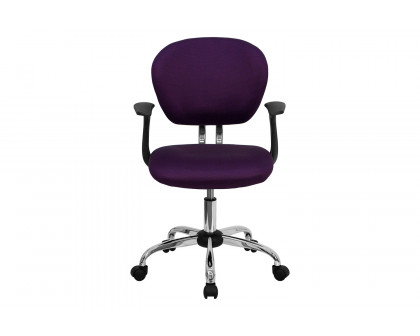 BLNK Beverly Mid-Back Mesh Padded Swivel Task Office Chair with Chrome Base - Purple, with Arms