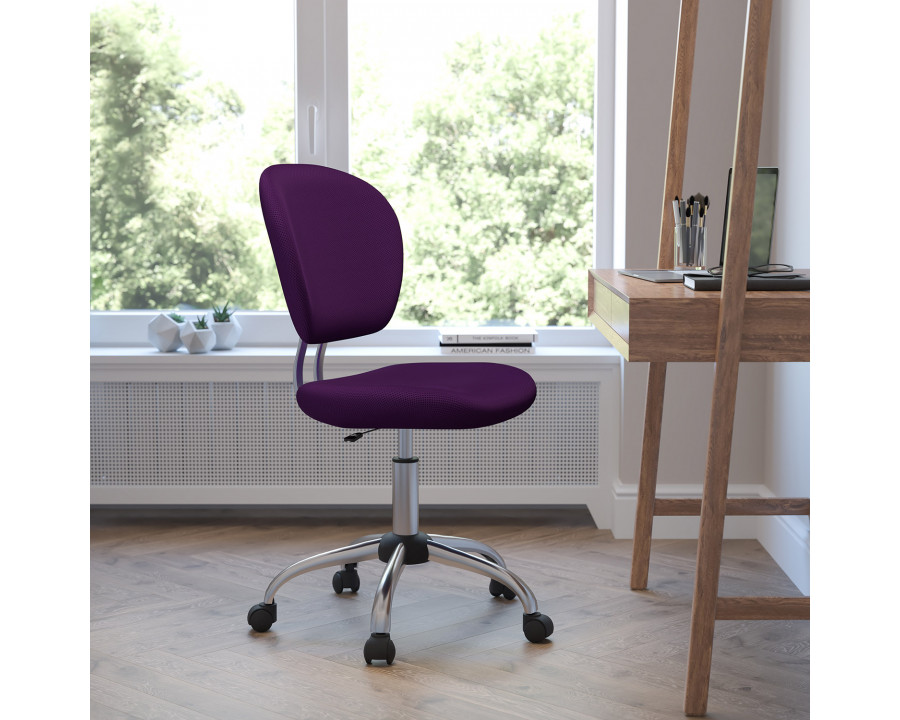 BLNK Beverly Mid-Back Mesh Padded Swivel Task Office Chair with Chrome Base - Purple