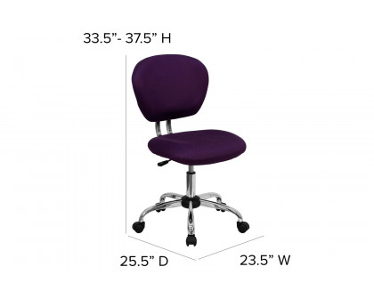 BLNK Beverly Mid-Back Mesh Padded Swivel Task Office Chair with Chrome Base - Purple