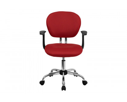 BLNK Beverly Mid-Back Mesh Padded Swivel Task Office Chair with Chrome Base - Red, with Arms