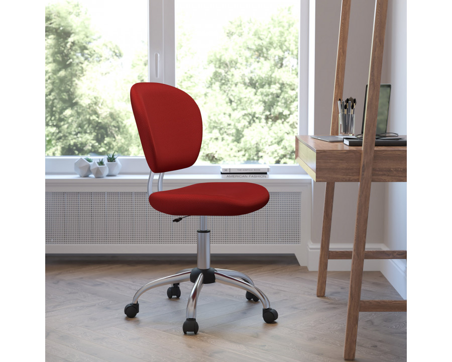 BLNK Beverly Mid-Back Mesh Padded Swivel Task Office Chair with Chrome Base - Red