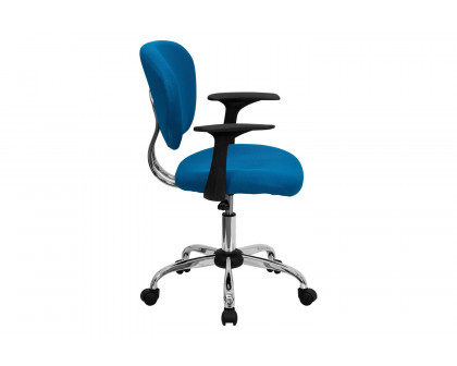 BLNK Beverly Mid-Back Mesh Padded Swivel Task Office Chair with Chrome Base - Turquoise, with Arms