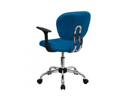 BLNK Beverly Mid-Back Mesh Padded Swivel Task Office Chair with Chrome Base - Turquoise, with Arms