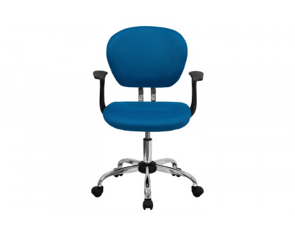 BLNK Beverly Mid-Back Mesh Padded Swivel Task Office Chair with Chrome Base - Turquoise, with Arms