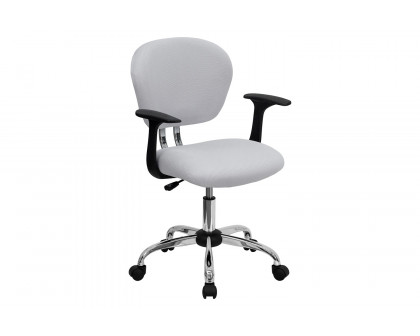 BLNK Beverly Mid-Back Mesh Padded Swivel Task Office Chair with Chrome Base - White, with Arms