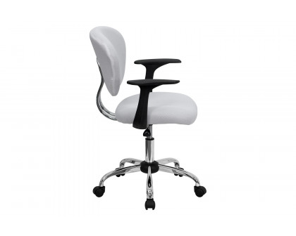 BLNK Beverly Mid-Back Mesh Padded Swivel Task Office Chair with Chrome Base - White, with Arms