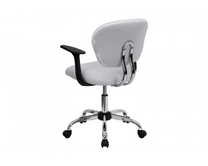 BLNK Beverly Mid-Back Mesh Padded Swivel Task Office Chair with Chrome Base - White, with Arms