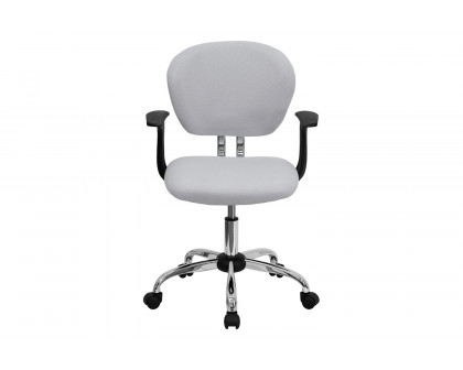 BLNK Beverly Mid-Back Mesh Padded Swivel Task Office Chair with Chrome Base - White, with Arms