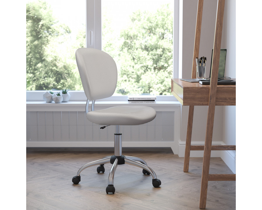 BLNK Beverly Mid-Back Mesh Padded Swivel Task Office Chair with Chrome Base - White