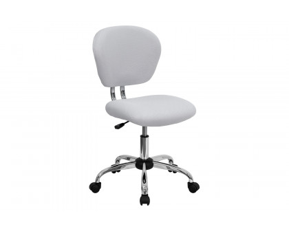 BLNK Beverly Mid-Back Mesh Padded Swivel Task Office Chair with Chrome Base - White