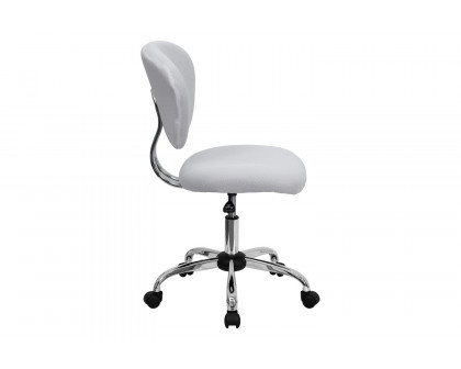 BLNK Beverly Mid-Back Mesh Padded Swivel Task Office Chair with Chrome Base - White