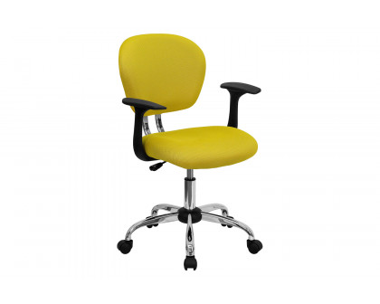 BLNK Beverly Mid-Back Mesh Padded Swivel Task Office Chair with Chrome Base - Yellow, with Arms