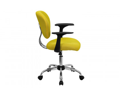 BLNK Beverly Mid-Back Mesh Padded Swivel Task Office Chair with Chrome Base - Yellow, with Arms