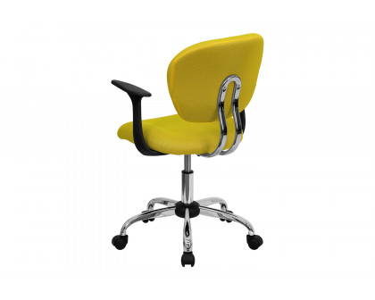 BLNK Beverly Mid-Back Mesh Padded Swivel Task Office Chair with Chrome Base - Yellow, with Arms