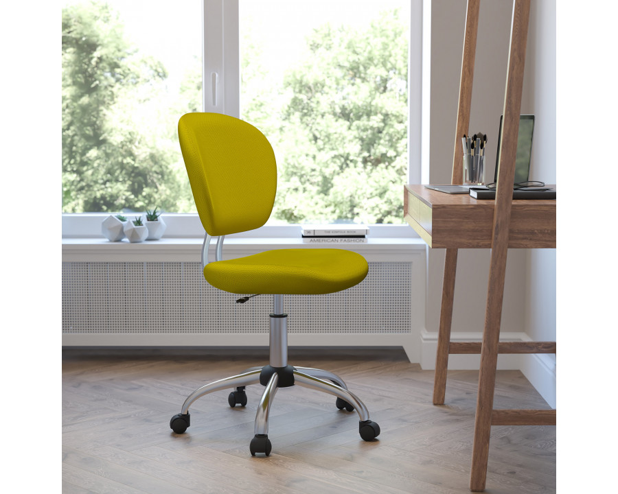 BLNK Beverly Mid-Back Mesh Padded Swivel Task Office Chair with Chrome Base - Yellow