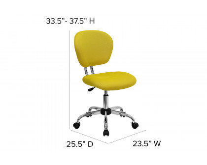 BLNK Beverly Mid-Back Mesh Padded Swivel Task Office Chair with Chrome Base - Yellow