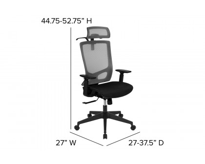 BLNK - Ergonomic Mesh Office Chair with Synchro-Tilt, Pivot Adjustable Headrest, Lumbar Support, Coat Hanger and Adjustable Arms