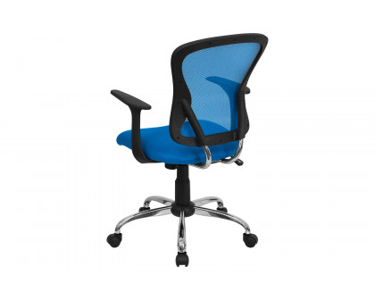 BLNK Alfred Mid-Back Mesh Swivel Task Office Chair with Chrome Base and Arms - Blue