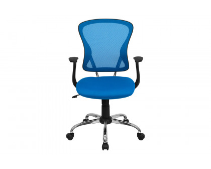 BLNK Alfred Mid-Back Mesh Swivel Task Office Chair with Chrome Base and Arms - Blue